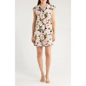 Alice + Olivia Jem Ruffle Cap Sleeve Shirt floral dress size L